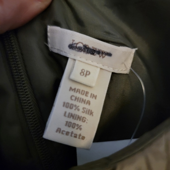 J. Crew Clementine Sleeveless Dress 8P Tan Caspian Silk Taffeta Shift #17666 - Picture 6 of 7